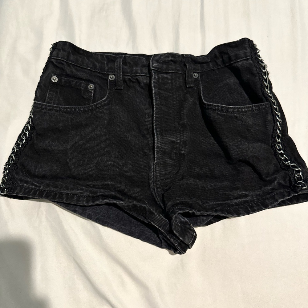 LF Carmar Women's Black Denim Shorts with Chain Detail
